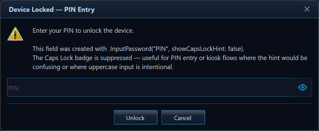 Password without Caps Lock hint
