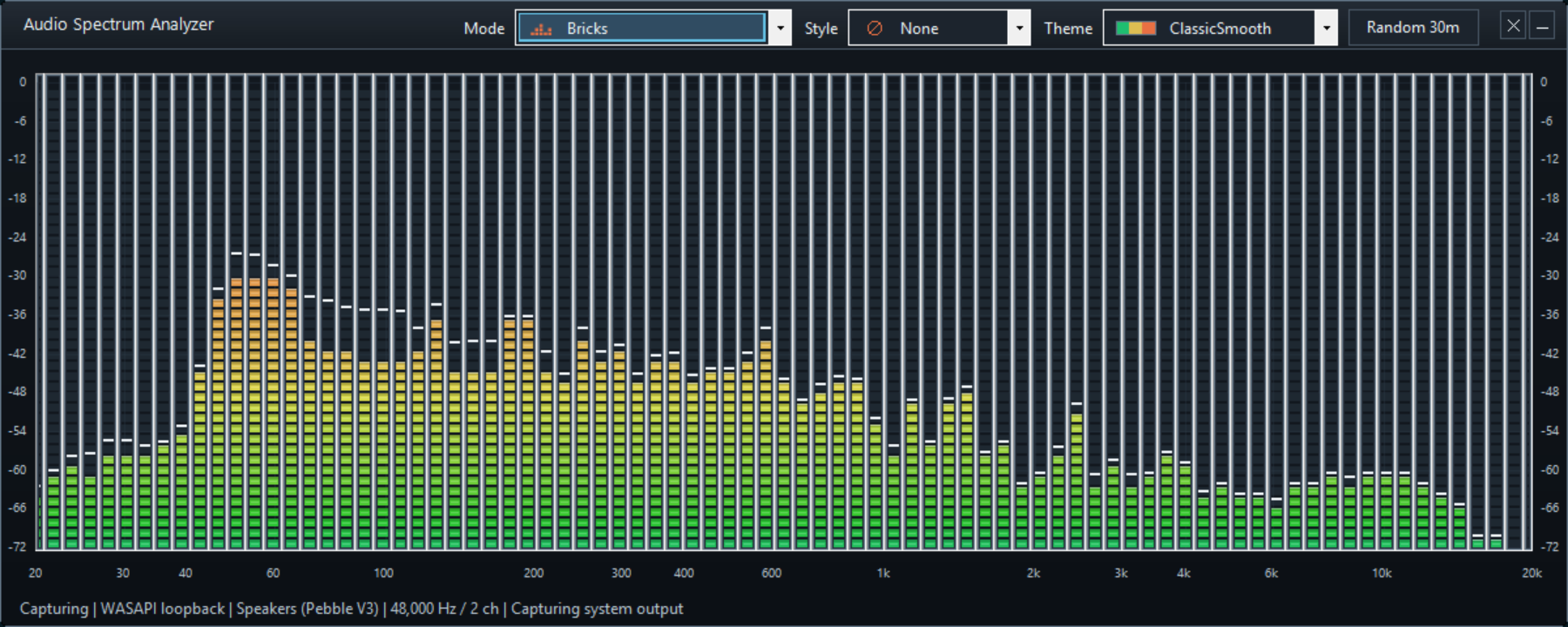 Bricks mode - Retro block-style LED bricks in Spectrum audio analyzer